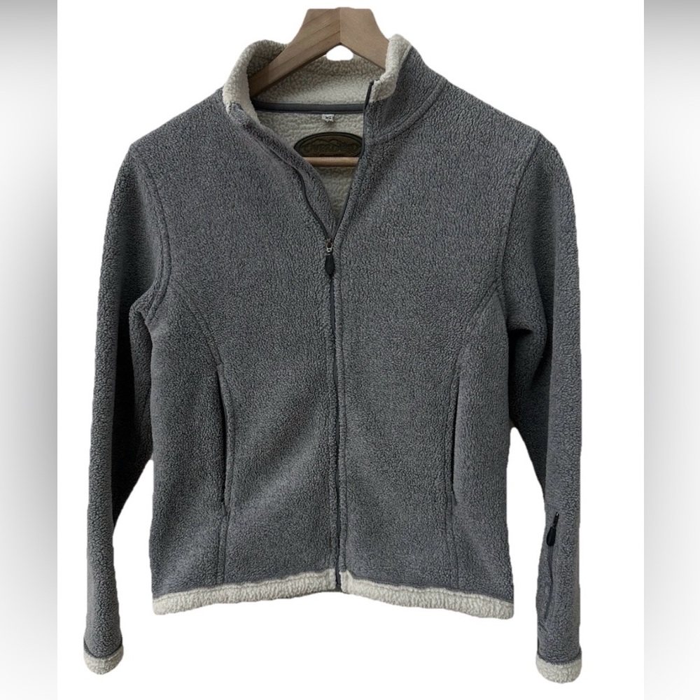 Overland Fleece Jacket XS Grey Sherpa Lined Full Zip Mock Neck Pocket